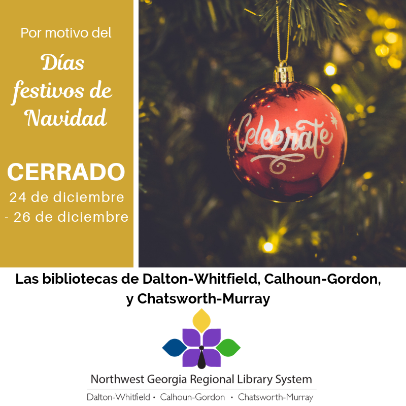 Nuestras bibliotecas permanecerán cerradas el 24 y el 26 de diciembre por la Navidad.