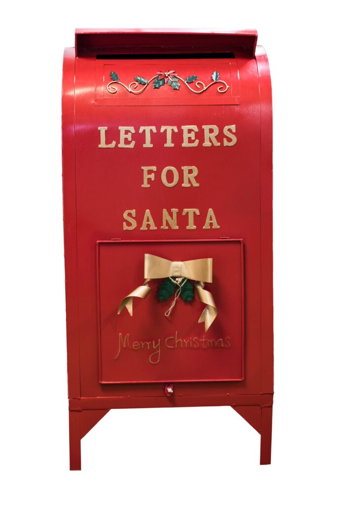 Old fashioned mailbox that says "Letters for Santa"