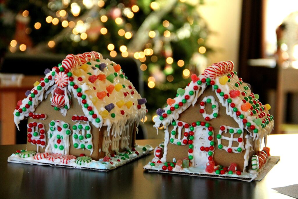 Two gingerbread houses.